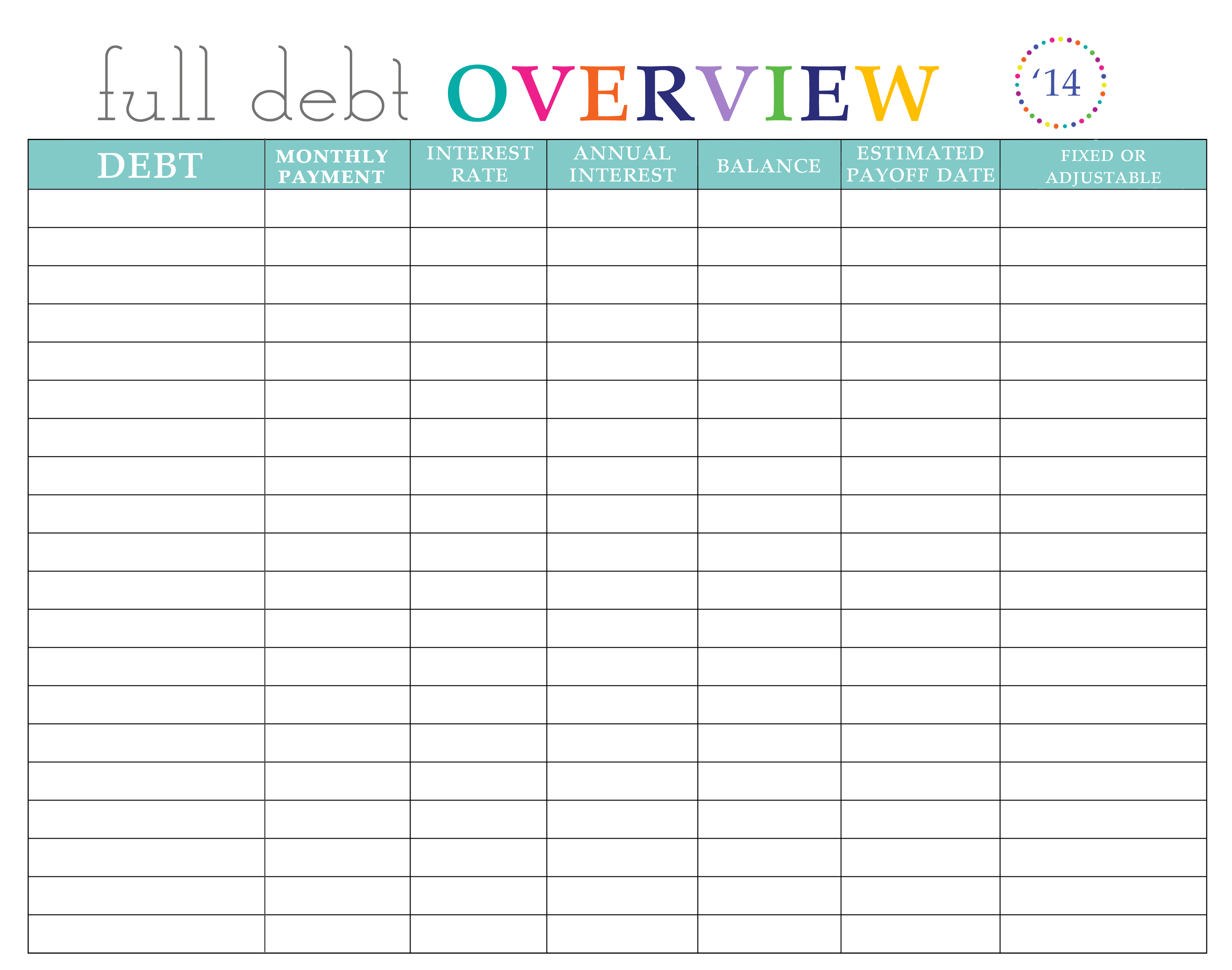 paying-off-debt-worksheets
