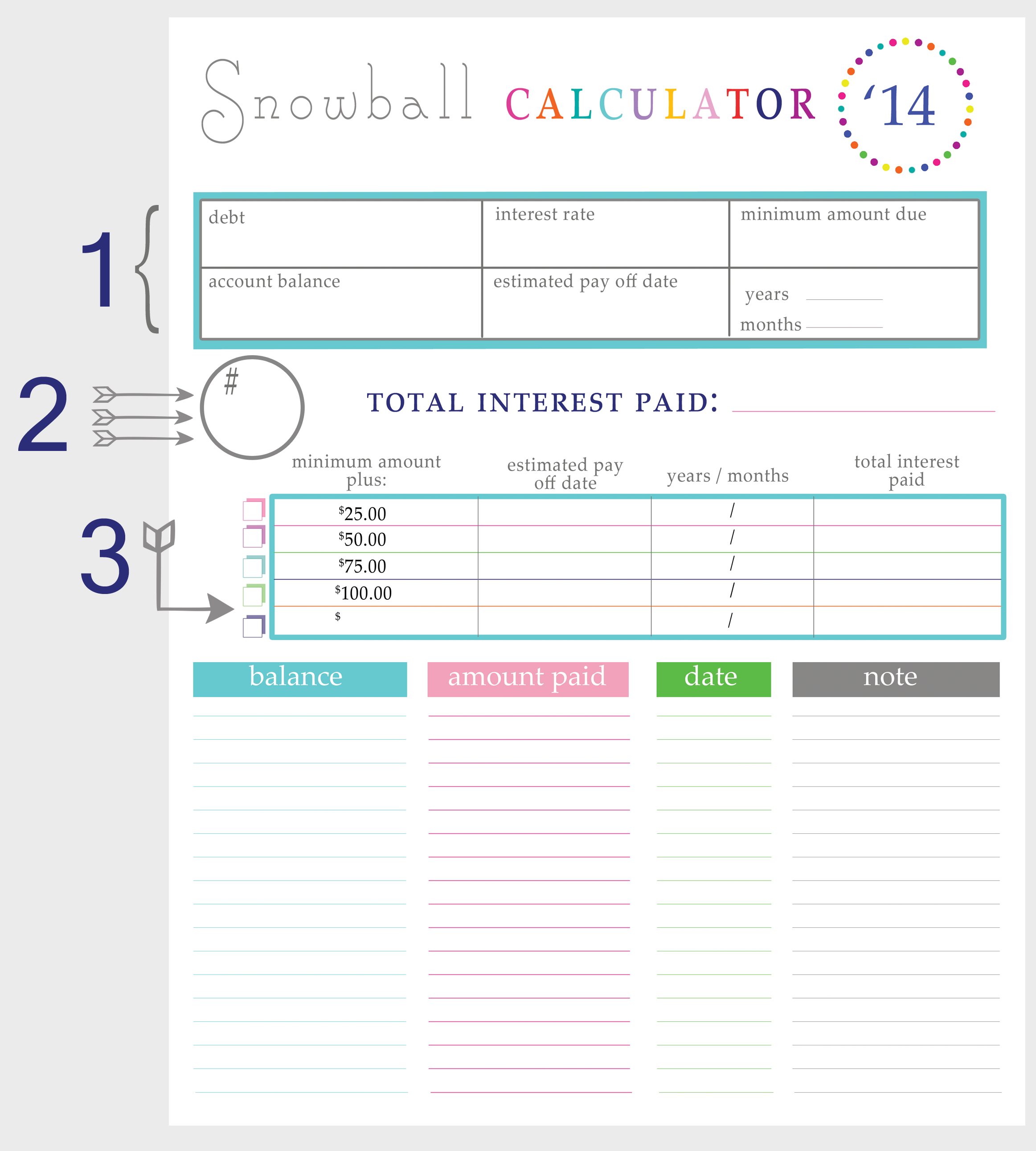 How do you create a debt snowball spreadsheet?
