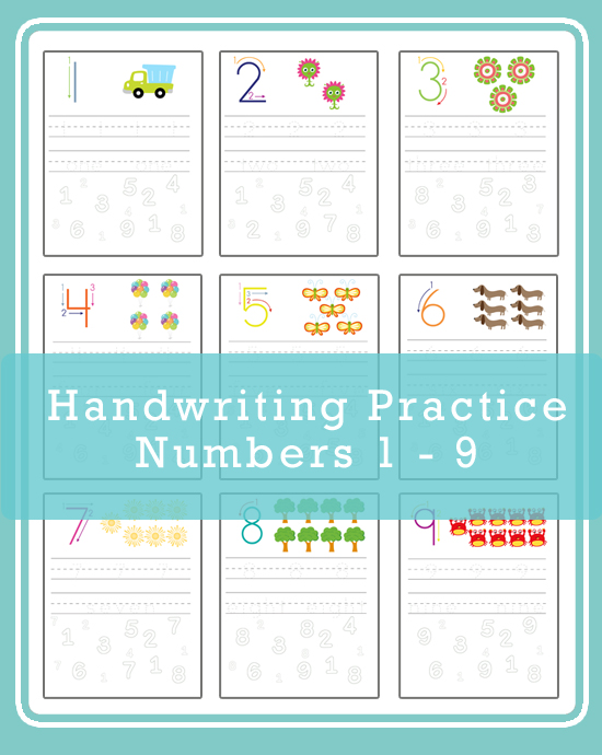 FREE Number Handwriting Practice Sheets for Number 1-9