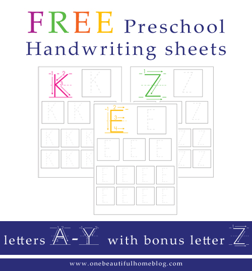 Handwriting Worksheets for kids » One Beautiful Home