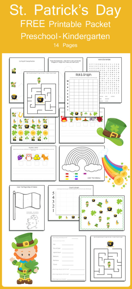 Looking for a comprehensive learning resource for your preschooler or Kindergartner? This is an awesome St. Patrick's Day themed printable packet. It covers a ton of learning topics!