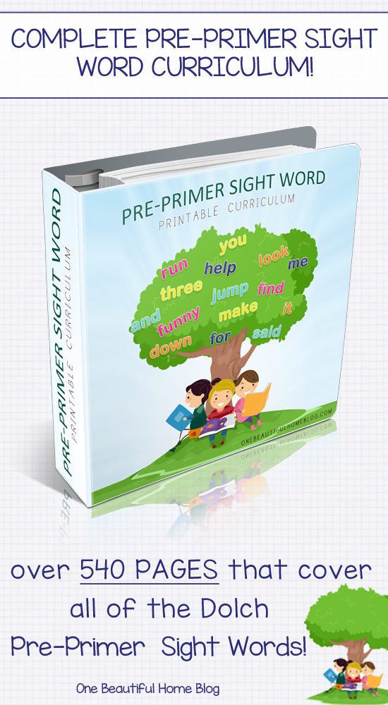 Pre-Primer Sight Words Curriculum